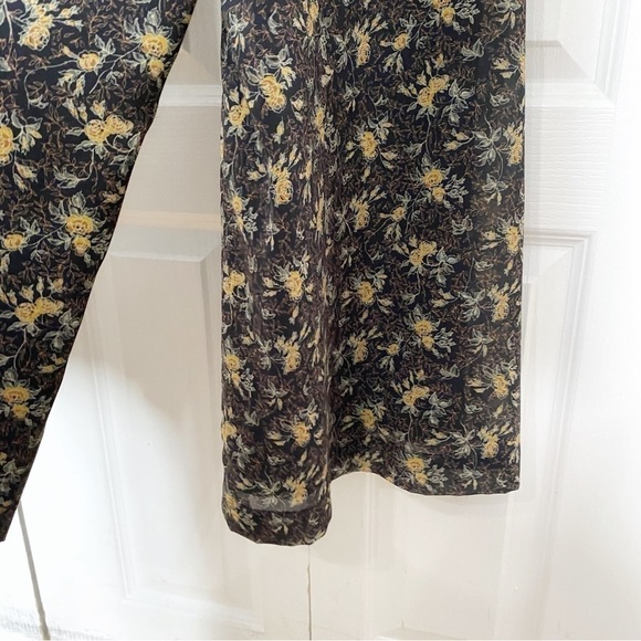 FRANK AND OAK BLACK FLORAL BELTED WIDE CROPPED LEG SLEEVELESS JUMPSUIT - XS - Picture 5 of 10